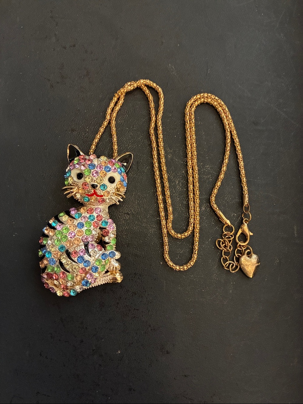 Gold Cat Pendant Necklace and Brooch together with Multicolor Crystals -
NWOT - Picture 4 of 9